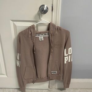 Pink: zip up sweatshirt